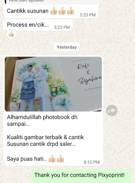 Feedback photobook kualiti gambar terbaik & susunan cantik