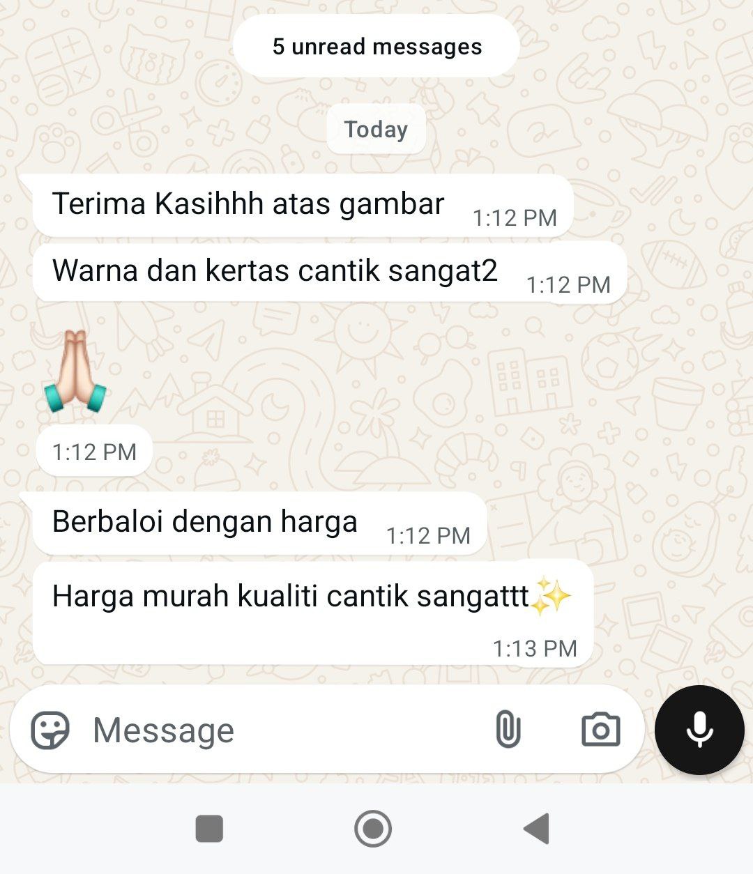 Feedback warna & kertas cantik, harga berbaloi