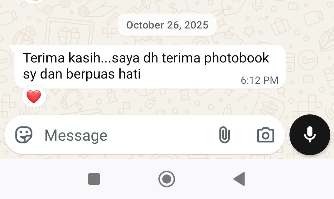 Feedback terima photobook dan berpuas hati